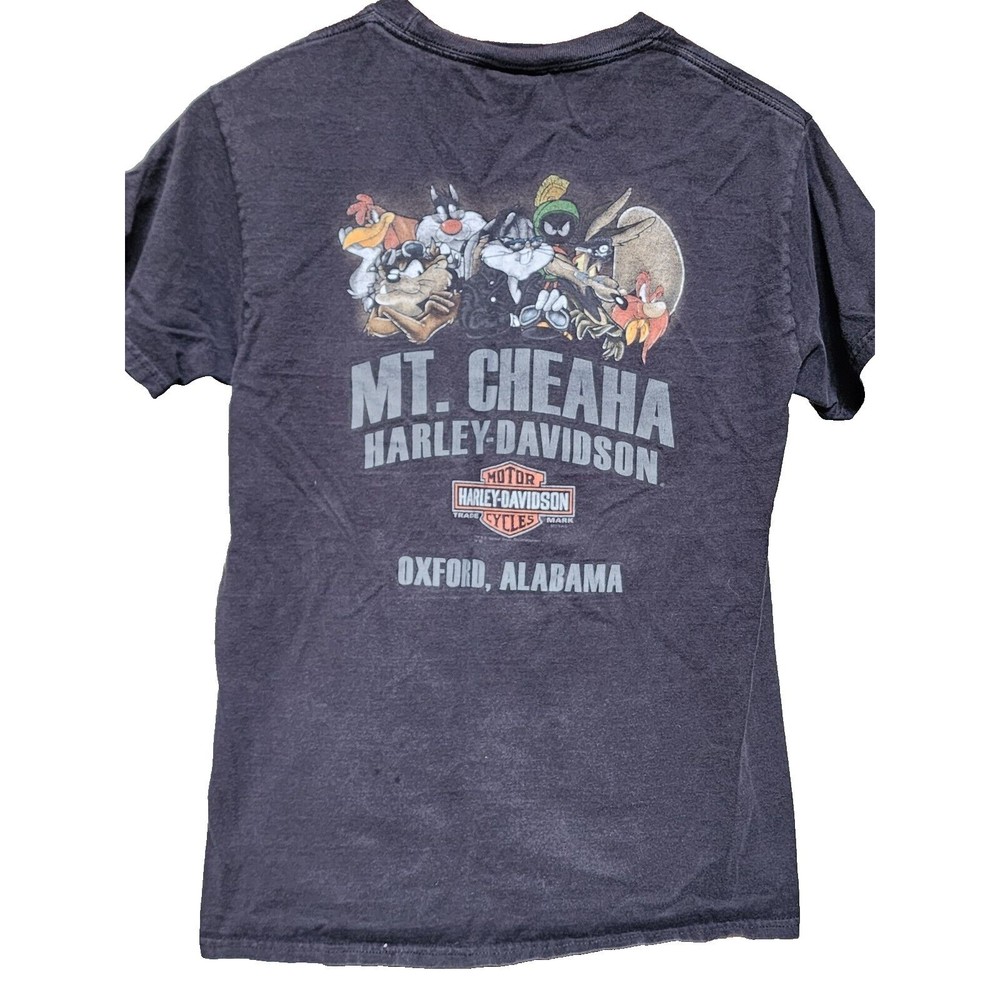 Harley Davidson Looney Tunes Black T-Shirt Oxford, Alabama Small 2 Sides 2015